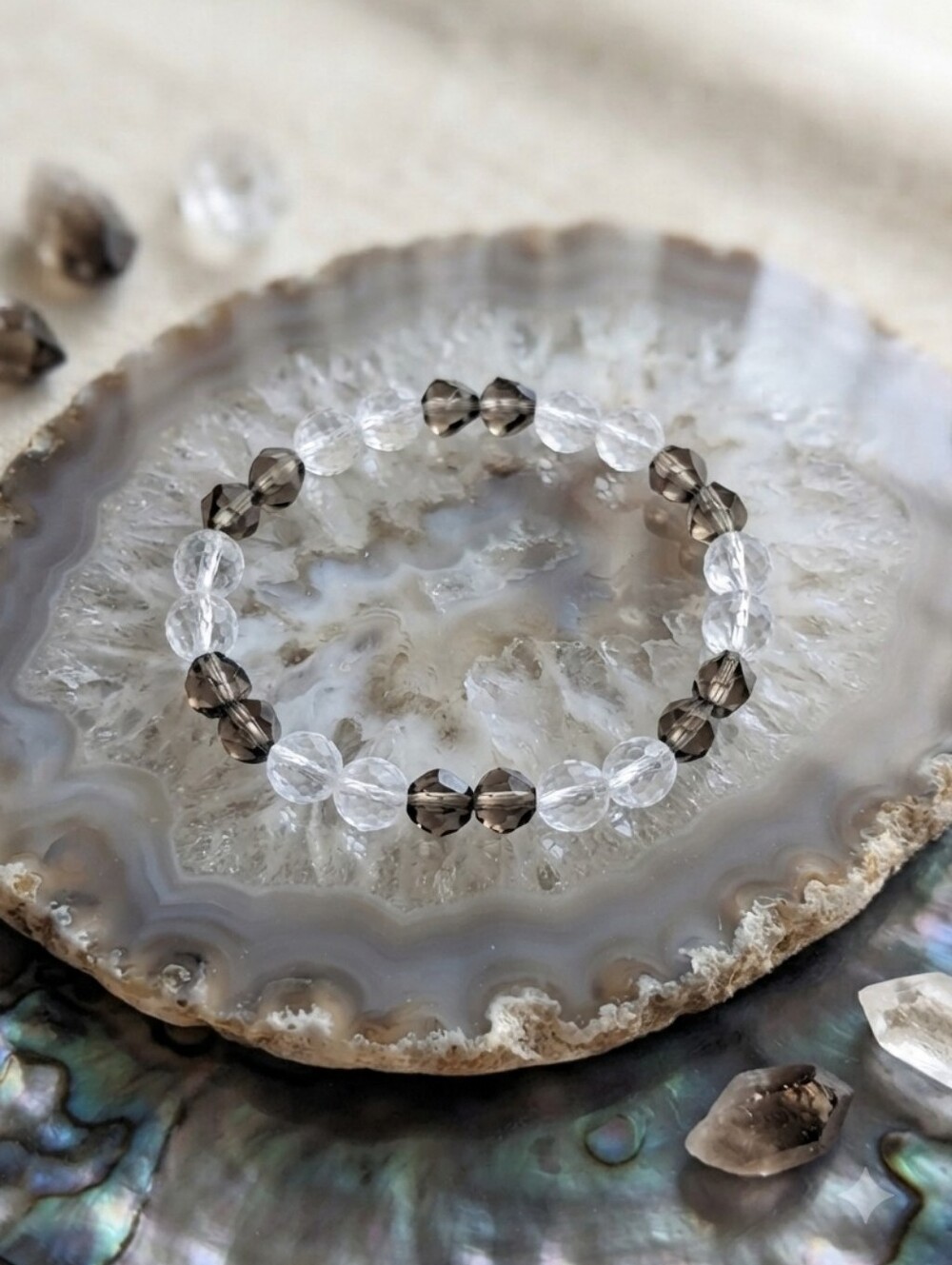 Smoky/Clear Quartz Bracelet